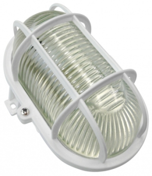 Ovalleuchte IP44 5W LED Lampe Schutzkorb Kunststoff Weiss