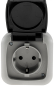 Preview: Feuchtraum Steckdose mit Deckel IP44 grau ChiliTec 20468