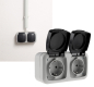 Preview: Feuchtraum Doppel-Steckdose IP44 grau ChiliTec 20469