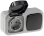 Preview: Feuchtraum Kombi Steckdose + Schalter IP44 grau horizontal ChiliTec 20470
