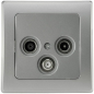 Preview: DELPHI Antennendose Radio+Sat+TV in Farbe silber mit Rahmen