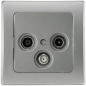 Preview: DELPHI Antennendose Radio+Sat+TV mit Rahmen, silber 21113