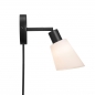 Preview: Wandlampe Molli Nordlux schwarz Opalweiss E14 drehbar mit Kabel