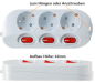 Preview: ChiliTec Steckdosenleiste mit Einzelschaltung 3-fach weiß 1,5m Kabel 22125