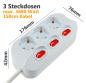 Preview: ChiliTec Steckdosenleiste mit Einzelschaltung 3-fach weiß 1,5m Kabel 22125