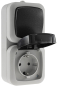Preview: Feuchtraum Kombi Steckdose + Schalter IP44 grau vertikal ChiliTec 22413