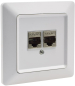 Preview: MILOS Netzwerk-Dose 2x CAT6 Matt Weiß 22782, Einsatz + Rahmen