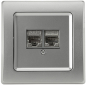 Preview: DELPHI Netzwerk-Dose 2x CAT6 inkl. Rahmen UP silber 22791