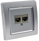 Preview: DELPHI Netzwerk-Dose 2x CAT6 inkl. Rahmen UP silber 22791