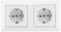Preview: MILOS Set 2 Steckdosen + 2-fach Rahmen Matt Weiß mit erhöhtem Berührungsschutz, Klemm 22930