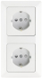 Preview: MILOS Set 2 Steckdosen + 2-fach Rahmen Matt Weiß mit erhöhtem Berührungsschutz, Klemm 22930