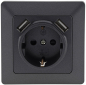 Preview: MILOS Steckdose anthrazit 2x USB Schutzkontakt Unterputz 23050