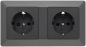 Preview: MILOS Set 2 Steckdosen + 2-fach Rahmen Anthrazit Klemmanschluss 23120