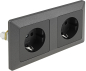 Preview: MILOS Set 2 Steckdosen + 2-fach Rahmen Anthrazit Klemmanschluss 23120