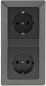 Preview: MILOS Set 2 Steckdosen + 2-fach Rahmen Anthrazit Klemmanschluss 23120