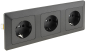 Preview: MILOS Set 3 Steckdosen + 3-fach Rahmen Anthrazit Klemmanschluss 23122