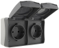 Preview: NUQUI IP54 Feuchtraum Doppel-Steckdose horizontal Aufputz ChiliTec 23283