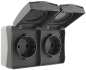 Preview: NUQUI IP54 Feuchtraum Doppel-Steckdose horizontal Aufputz ChiliTec 23283