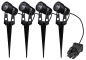 Preview: ChiliTec 4er Set Gartenleuchte IP65/44 Gartenstrahler 4 Spots mit Erdspieß + Netzteil 3000K 23441