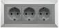 Preview: 3-fach Steckdosenblock silber Aufbau-Steckdosen 23632