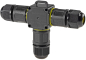 Preview: Kabelverbinder T-Form IP68 3-polig Kabel Ø6-11mm Klemmanschluss schwarz 23808