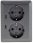 Preview: MILOS Steckdose 2-fach USB C/PD anthrazit mit Einstecksicherung 24014