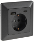 Preview: MILOS Steckdose anthrazit mit USB-A USB-C / PD 3.0 Schutzkontakt UP 24036