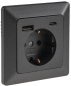 Preview: MILOS Steckdose anthrazit mit USB-A USB-C / PD 3.0 Schutzkontakt UP 24036