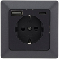 Preview: MILOS Steckdose anthrazit mit USB-A USB-C / PD 3.0 Schutzkontakt UP 24036