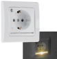 Preview: DELPHI Schutzkontakt-Steckdose mit LED weiß UP, Licht mit Sensor 24083