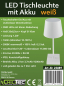 Preview: LED Akku Tischleuchte 26cm dimmbar 160Lm 1200mAh 3000K USB-C Weiß 24089