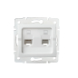 Preview: LOGI 2-fach Datenbuchse Netzwerksteckdose RJ45 Cat5e Jack Weiss 25110