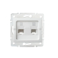 Preview: LOGI 2-fach Datenbuchse Netzwerksteckdose RJ45 CAT6 Jack Weiss 25111