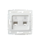 Preview: LOGI 2-fach Datenbuchse Netzwerksteckdose RJ45 CAT6 Jack Weiss 25111