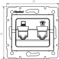 Preview: LOGI Netzwerkdose und Telefonsteckdose (RJ45 Cat5e + RJ11) Weiss 25112