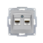Preview: 2-fach CAT5e Datenbuchse Visage Moderna Gunsan silber Internet Unterputz