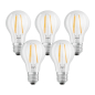 Preview: 5er Set Osram LED Lampe E27 7W A60 klar 2700K warmweiss Filament 806Lm