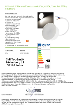 ChiliTec LED Einbauleuchte "Piatto W7" 120° 7W Modul 4000K 550Lm 23291