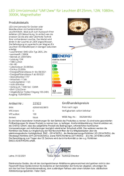 ChiliTec LED Modul "UM12ww" Ø12cm 12W 3000K 1200Lm Magnethalter 22322 für Leuchten Umrüstung