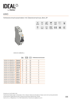 Fehlerstromschutzschalter mit Überstromschutz B10 30mA 6kA 2P KRO6-1M-2/B10/30-A Ideal 90406