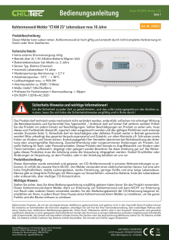 Kohlenmonoxid Melder "CT-KM 25" EN 50291 zertifiziert 24023