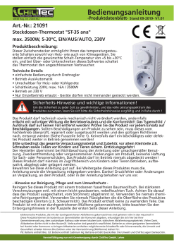 Steckdosen-Thermostat "ST-35 ana" 3500W AUS/AUTO 230V Heizgeräte Klimageräte 21091