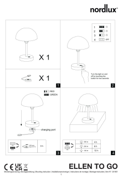 Nordlux LED Akkuleuchte Ellen To-Go Blau IP44 Tischlampe 2418015006