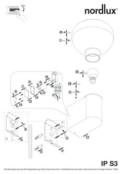 Nordlux Badleuchte IP S3 IP44 Wandleuchte E27 Stahl gebürstet