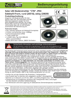 ChiliTec Solar LED Bodenstrahler "CTB-E" eckig IP44 Edelstahl-Front 20839