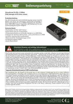 Schnurdimmer für LEDs, 3-150Watt 230V, Drehregler mit Ein & Aus, schwarz 24066