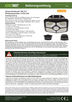 ChiliTec LED Solar Wandleuchte "SWL 722" PIR Bewegungsmelder IP65 23410