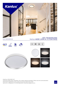 Kanlux LED Deckenleuchte LIXAN XL CCT 3000-6500K FB dimmbar Ø485 weiß/silber 46282