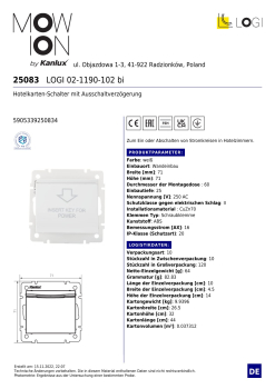 Preview: LOGI Kartenschalter Hotelkarten-Schalter mit Ausschaltverzögerung UP 25083
