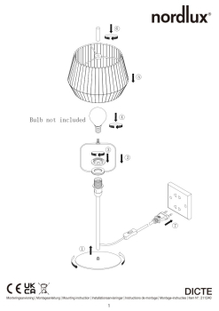 Tischlampe Dicte Nordlux Beige E14 Tischleuchte aus Textilien mit Kabel